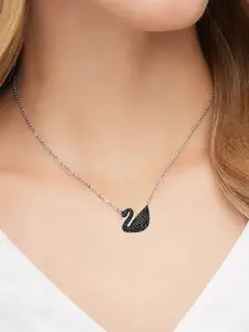VAGHBHATT Silver-Plated Stone-Studded Chain With Duck Pendant Necklace