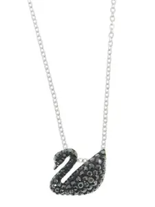 FIMBUL Silver-Plated Duck Shaped Stone-Studded Pendant With Chain