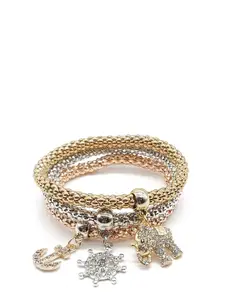 YouBella Set of 3 Gold-Plated Stone-Studded Bracelets