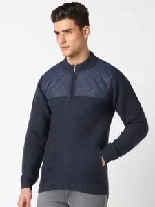 Peter England Casuals Textured Front Open Acrylic Sweater