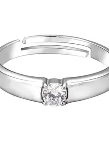 GIVA 925 Silver Rhodium-Plated Cubic Zirconia Studded Finger Ring