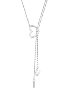 GIVA Rhodium-Plated 925 Sterling Silver Heart Shaped Pendant & Chain