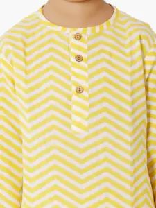 BAESD Girls Chevron Printed Pure Cotton Kurti With Lounge Pant