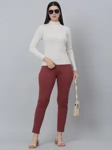 Cantabil Ribbed Mock Neck Acrylic Pullover