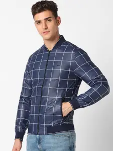 Peter England Casuals Checked Open Front Bomber Jacket