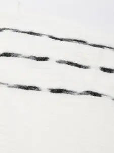 SHOWOFF Striped Acrylic Poncho with Fringed Detail