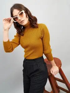 RVK Ribbed Turtle Neck Acrylic Pullover Sweater