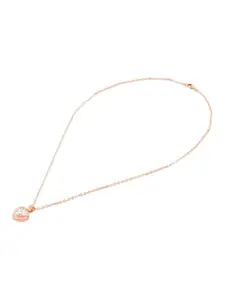 Zaveri Pearls Rose Gold-Plated Cubic Zirconia Studded Heart Shaped Pendant With Chain