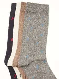 RARE RABBIT Men Pack Of 4 Patterned Above Bamboo Ankle-Length Socks