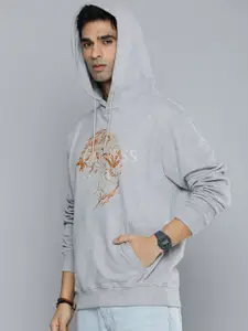 R.Code by The Roadster Life Co. Men Graphic Printed Hooded Sweatshirt