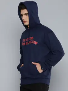 R.Code by The Roadster Life Co. Men Typography Printed Hooded Sweatshirt