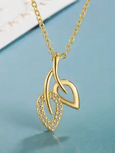 MYKI Gold-Plated Classy Double Leaves Pendant With Chain
