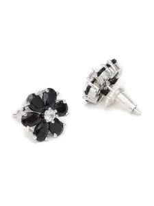 Ruby Raang Silver-Plated Floral Studs Earrings
