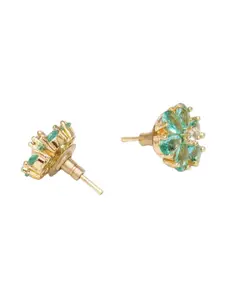 Ruby Raang Gold-Plated Artificial Stones-Studded Floral Shaped Studs Earrings