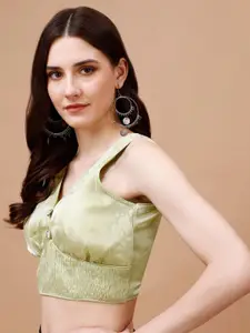 Tikhi Imli V-Neck Sleeveless Organza Saree Blouse