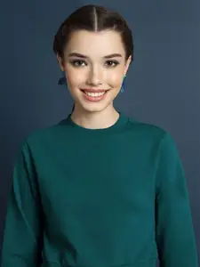 FOREVER 21 Round Neck Cotton Pullover Sweatshirt