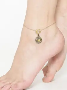 OOMPH Set Of 2 Love & Heart Shape Charm Anklet