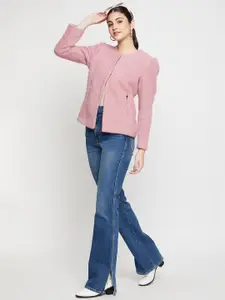 Cantabil Women Round Neck Long Sleeves Single-Breasted Blazer