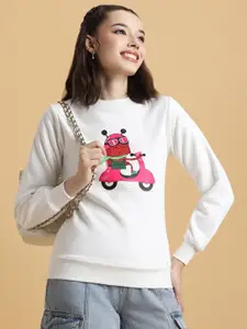 FOREVER 21 Graphic Printed Long Sleeve Pullover Sweatshirt