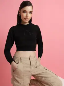 FOREVER 21 Typography Printed Crop Pullover Sweatshirt