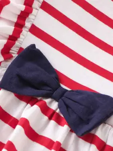 CrayonFlakes Girls Striped Ruffles Top with Palazzos