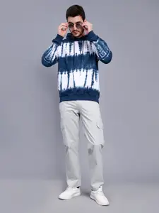 PEPLOS Abstract Printed Hooded Cotton Pullover Sweatshirt