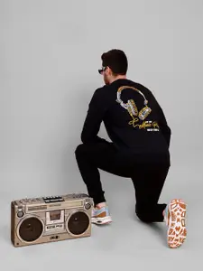 PEPLOS Graphic Printed Hooded Cotton Pullover Sweatshirt