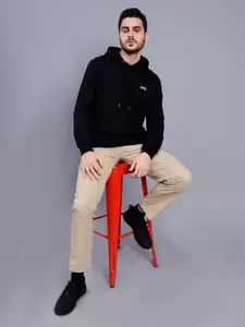 PEPLOS Typography Printed Hooded Cotton Sweatshirt