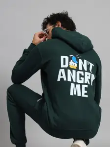 PEPLOS Typography Printed Hooded Cotton Pullover Sweatshirt