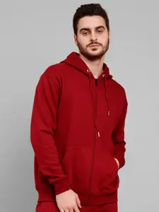 PEPLOS Typography Printed Hooded Cotton Front-Open Sweatshirt