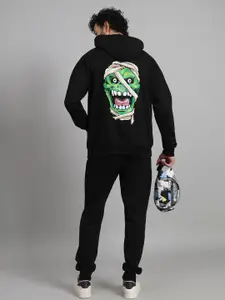 PEPLOS Graphic Printed Hooded Cotton Pullover Sweatshirt