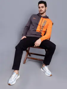 PEPLOS Colourblocked Hooded Cotton Sweatshirt