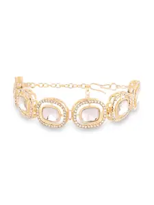 Zaveri Pearls Gold-Plated Stone-Studded Wraparound Bracelet