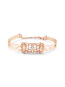 Zaveri Pearls Brass Cubic Zirconia Rose Gold-Plated Link Bracelet