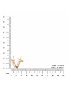 Kicky And Perky 925 Sterling Silver Gold-Plated Stone-Studded Alphabet V Pendant