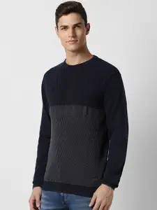 Peter England Casuals Colourblocked Pure Cotton Pullover