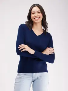FableStreet V-Neck Acrylic Pullover Sweater