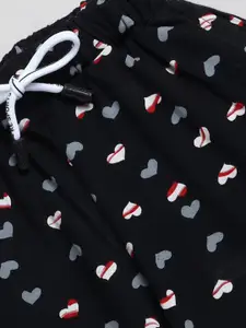 BAESD Girls Heart Printed Cotton Joggers