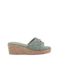 Tresmode Textured Buckle Detail Wedge Heels