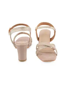 Tresmode Textured Open Toe Block Heels