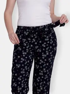 MAYSIXTY Women Printed Mid-Rise Straight Lounge Pants