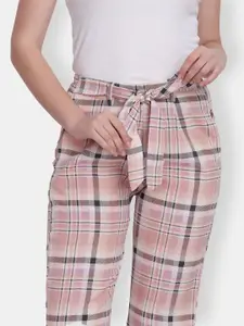MAYSIXTY Women Checked Straight-Leg Lounge Pant