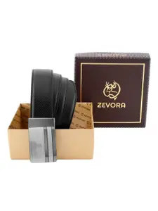 ZEVORA Men Textured Leather Reversible Belt