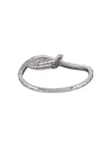 Silvermerc Designs American Diamond Silver-Plated Kada Bracelet