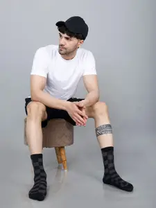 Dollar Socks Men Pack Of 4 Checked Calf-Length Socks