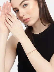 Zavya Women Sterling Silver Rose Gold-Plated Link Bracelet