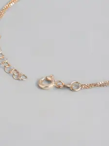 Zavya Women Sterling Silver Rose Gold-Plated Charm Bracelet