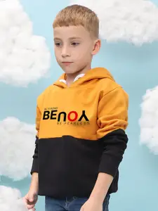 Instafab Boys Colourblocked Hooded Cotton Pullover Sweatshirt