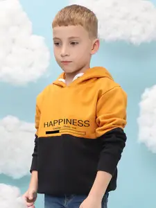 Instafab Boys Colourblocked Hooded Cotton Pullover Sweatshirt