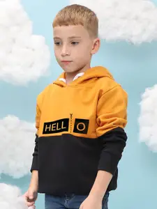 Instafab Boys Typography Printed Hooded Cotton Pullover Sweatshirt